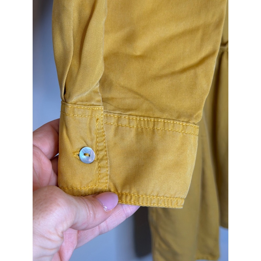 Zara Mustard Yellow Button Down Mini Dress Tiered Ruffle Long Sleeve Womens M - Picture 6 of 9